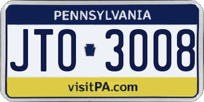 PA license plate JTO3008
