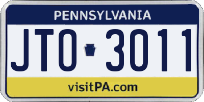 PA license plate JTO3011