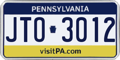 PA license plate JTO3012