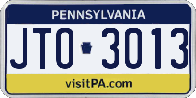 PA license plate JTO3013