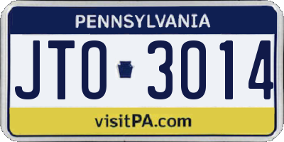 PA license plate JTO3014