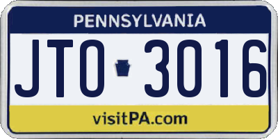 PA license plate JTO3016