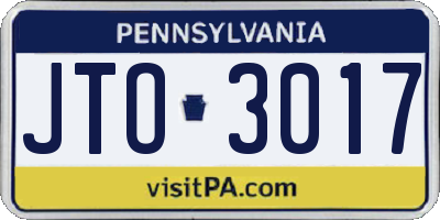 PA license plate JTO3017