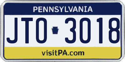 PA license plate JTO3018