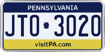 PA license plate JTO3020