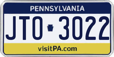 PA license plate JTO3022