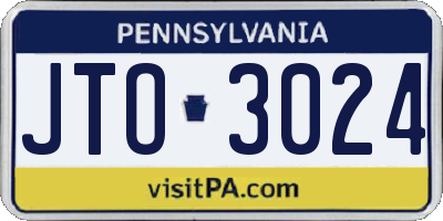PA license plate JTO3024