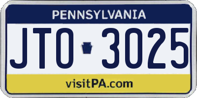 PA license plate JTO3025