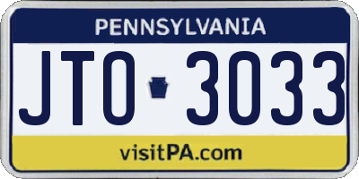 PA license plate JTO3033