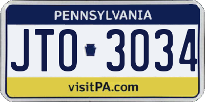 PA license plate JTO3034