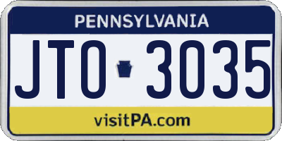PA license plate JTO3035