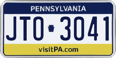 PA license plate JTO3041