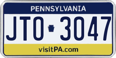 PA license plate JTO3047
