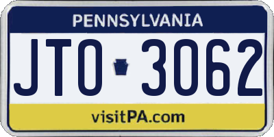 PA license plate JTO3062