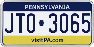 PA license plate JTO3065