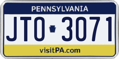 PA license plate JTO3071