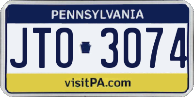 PA license plate JTO3074