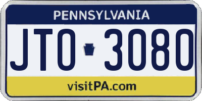 PA license plate JTO3080