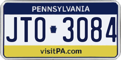 PA license plate JTO3084
