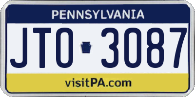 PA license plate JTO3087