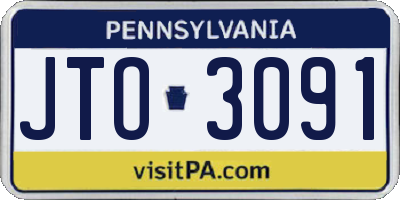 PA license plate JTO3091