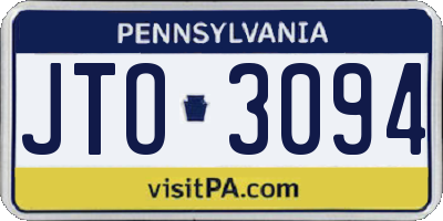 PA license plate JTO3094