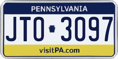 PA license plate JTO3097