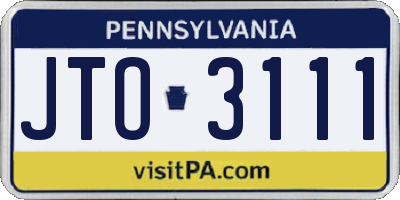 PA license plate JTO3111