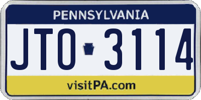 PA license plate JTO3114