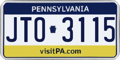 PA license plate JTO3115