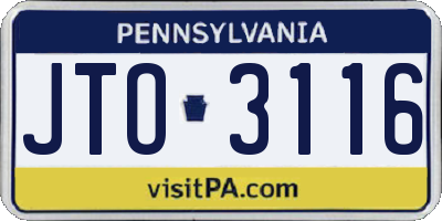 PA license plate JTO3116