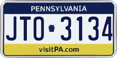 PA license plate JTO3134