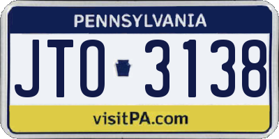 PA license plate JTO3138