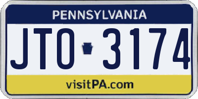 PA license plate JTO3174