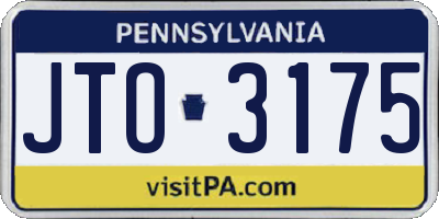 PA license plate JTO3175