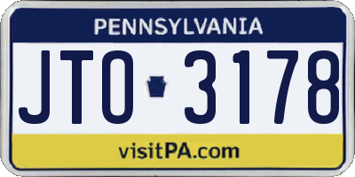 PA license plate JTO3178