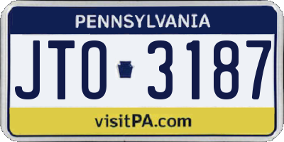 PA license plate JTO3187