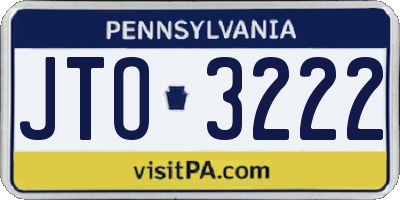 PA license plate JTO3222