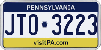 PA license plate JTO3223