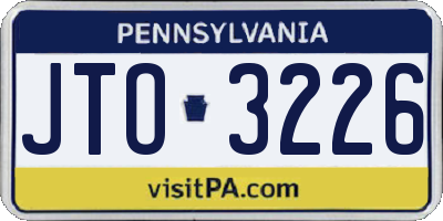 PA license plate JTO3226
