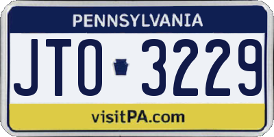 PA license plate JTO3229