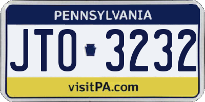 PA license plate JTO3232