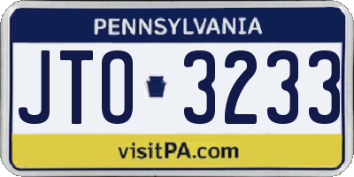PA license plate JTO3233
