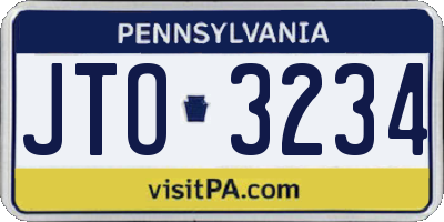 PA license plate JTO3234