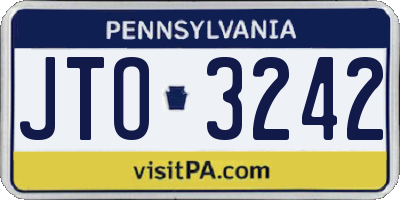 PA license plate JTO3242