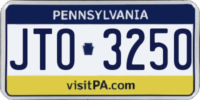 PA license plate JTO3250