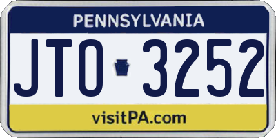 PA license plate JTO3252
