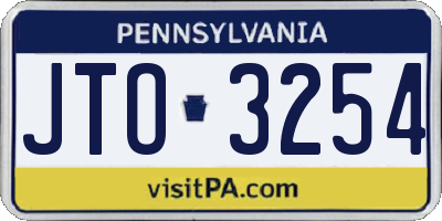 PA license plate JTO3254