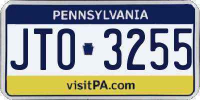 PA license plate JTO3255