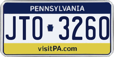 PA license plate JTO3260